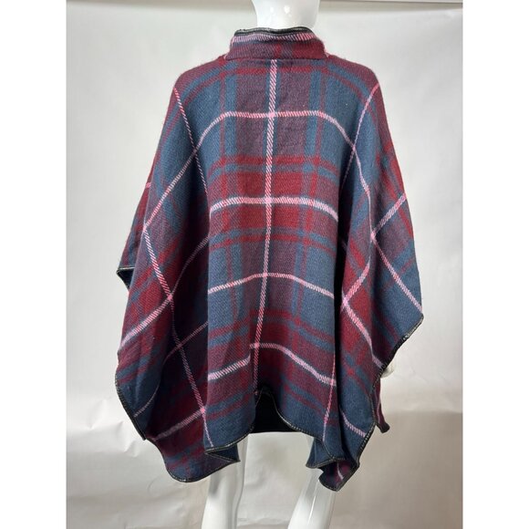 Apt. 9 Womens Plaid Poncho With Faux Leather Trim & Clasp Closure - Picture 3 of 16